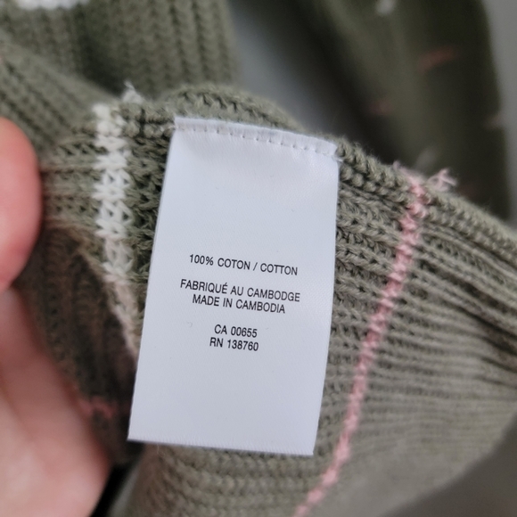 Large Sage Green Knit 100% Cotton Sweater - Picture 8 of 10